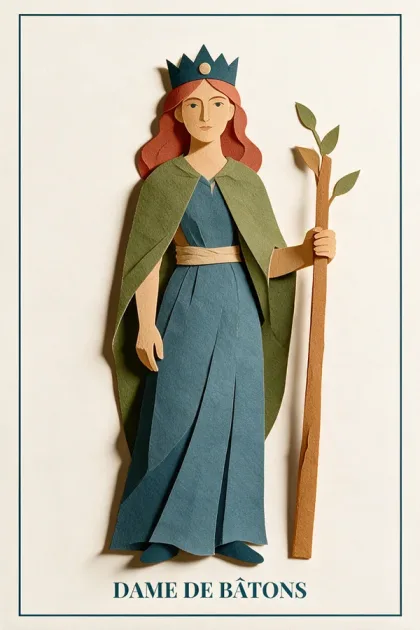 Reine de Bâtons, Tarot de Marseille